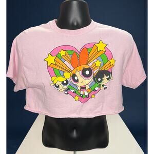 The Powerpuff Girls Pink Cropped T-Shirt Size M Cartoon Network 90s Y2K Style